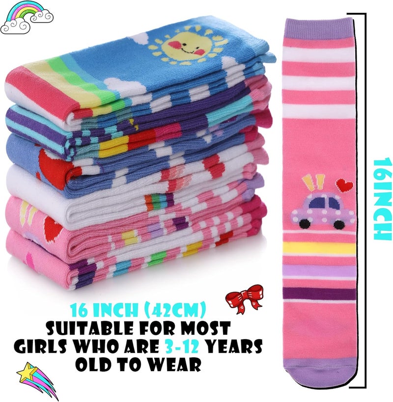 SDBING Kids Girls Knee High Socks Crazy Funny Gift Novelty Soft Cute Animal Dress Long Socks 6 Pairs - Image 4